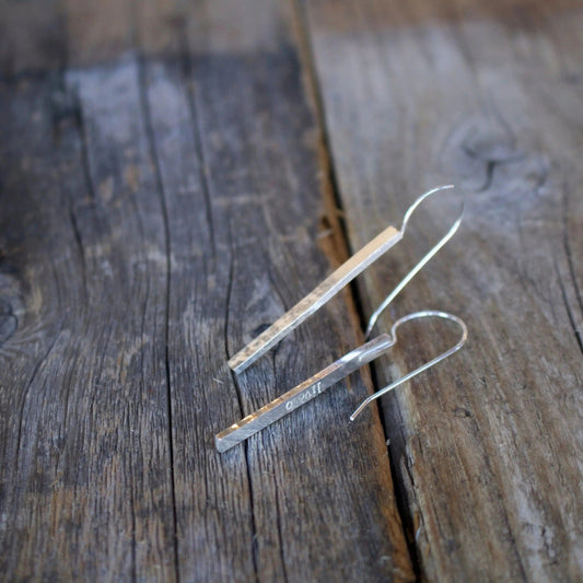 Align Solid Bar Sterling Silver Earrings Liv & B Designs