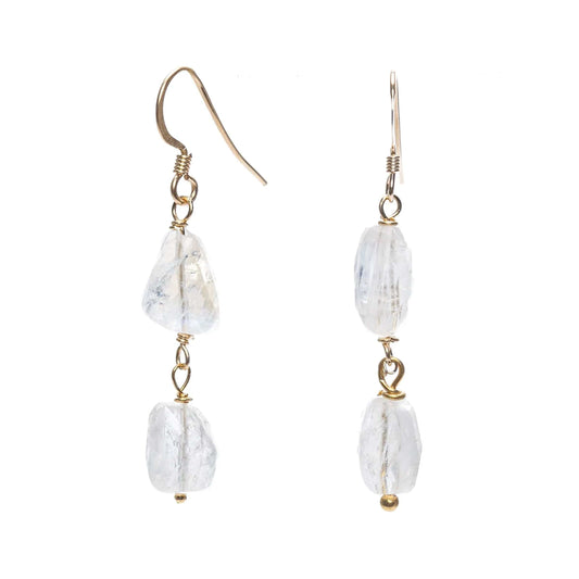 Double Moonstone Drop Earrings Liv & B Designs