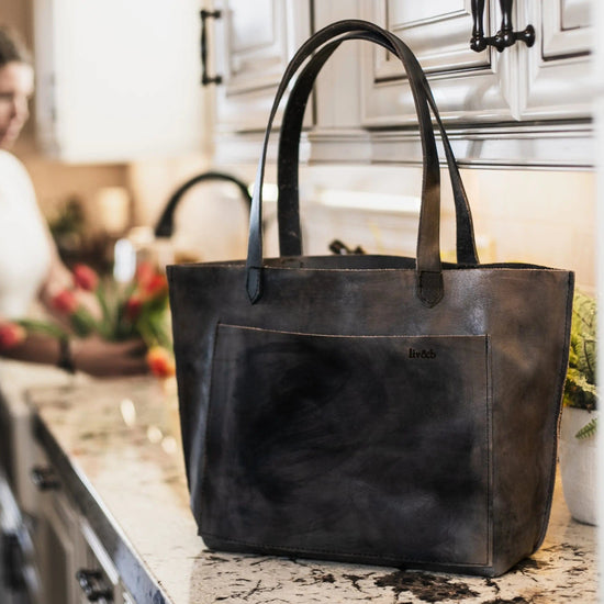 Large Hand Painted Leather Tote Liv & B Designs