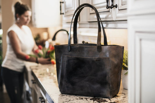 Large Hand Painted Leather Tote Liv & B Designs