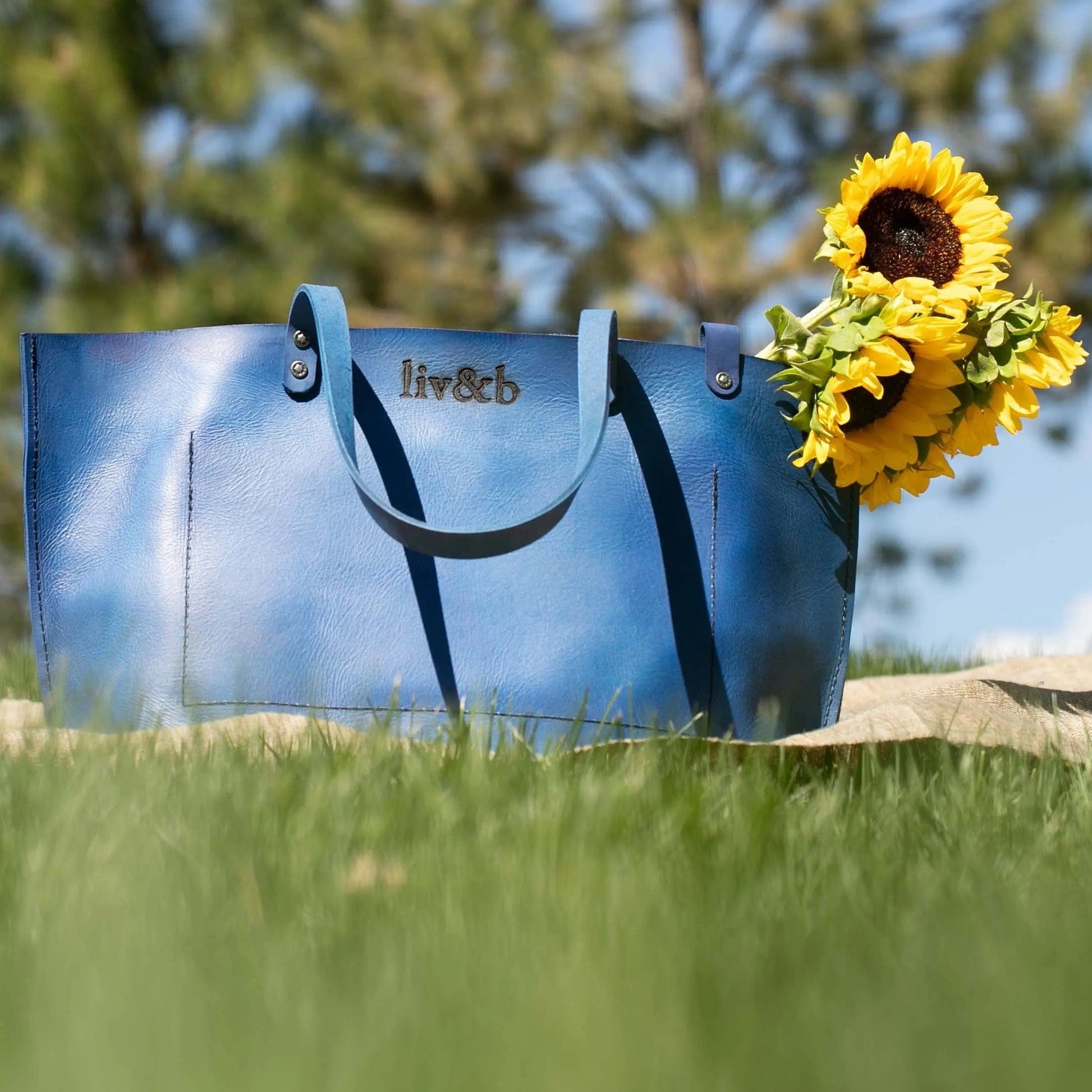 Large Hand Painted Leather Tote Liv & B Designs