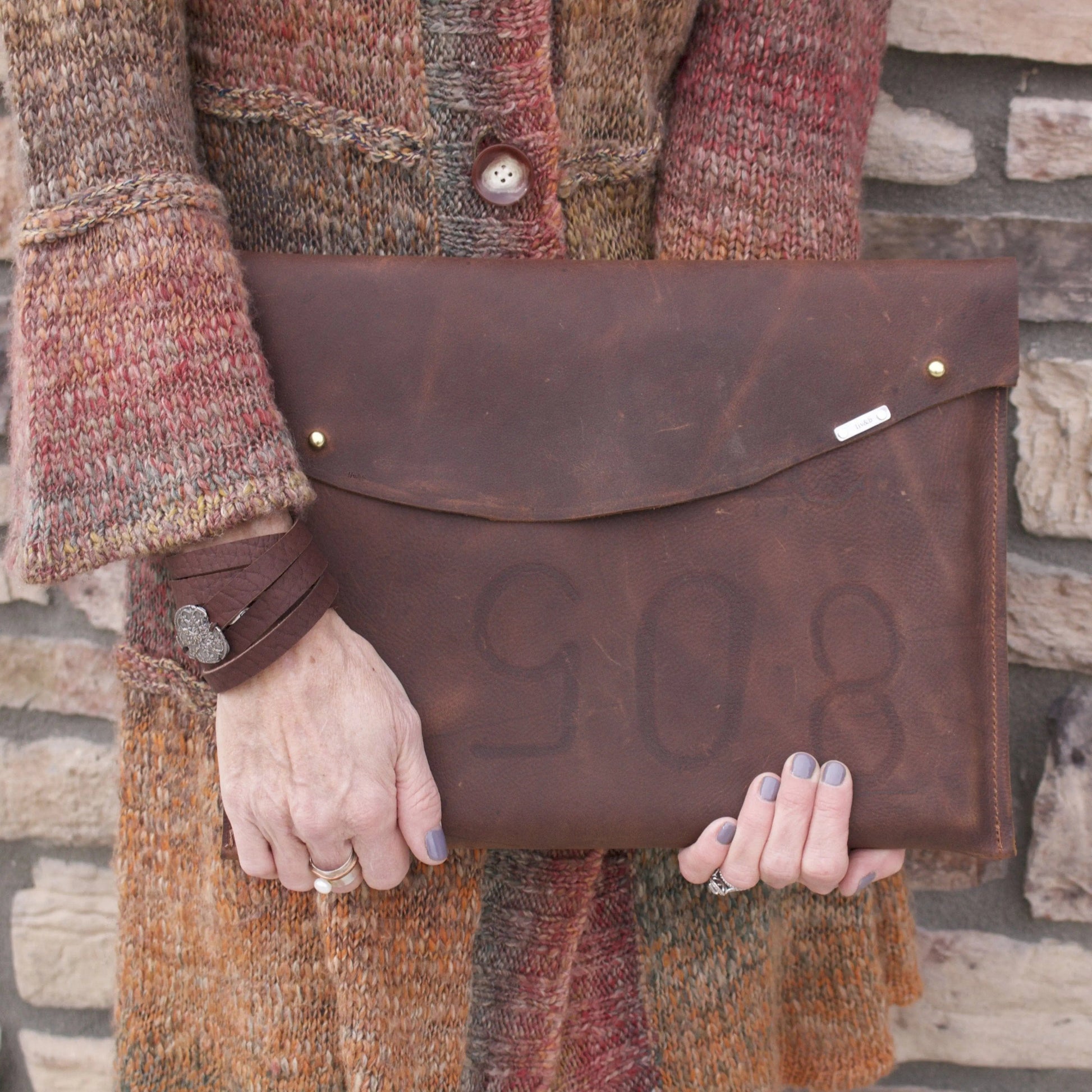 The Planner Kodiak Leather Laptop Sleeve Liv & B Designs