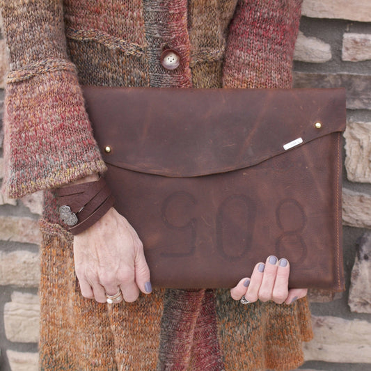 The Planner Kodiak Leather Laptop Sleeve Liv & B Designs