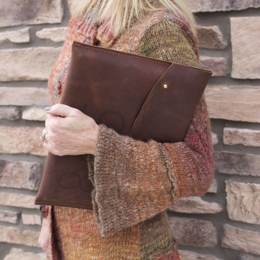 The Planner Kodiak Leather Laptop Sleeve Liv & B Designs