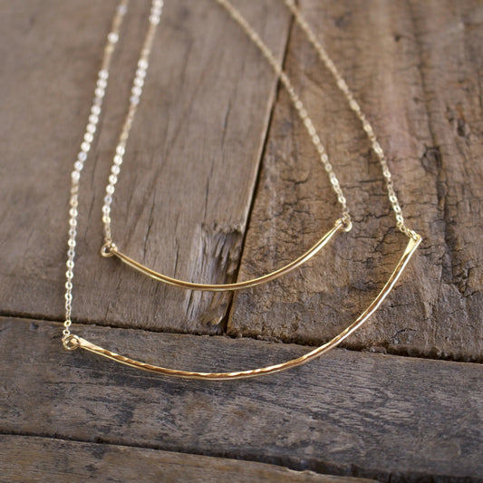 Rounded 14K Gold Fill Bar Necklace Liv & B Designs