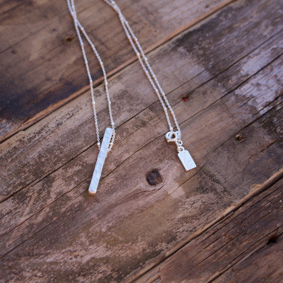 Aligned Solid Sterling Silver Bar Necklace Liv & B Designs