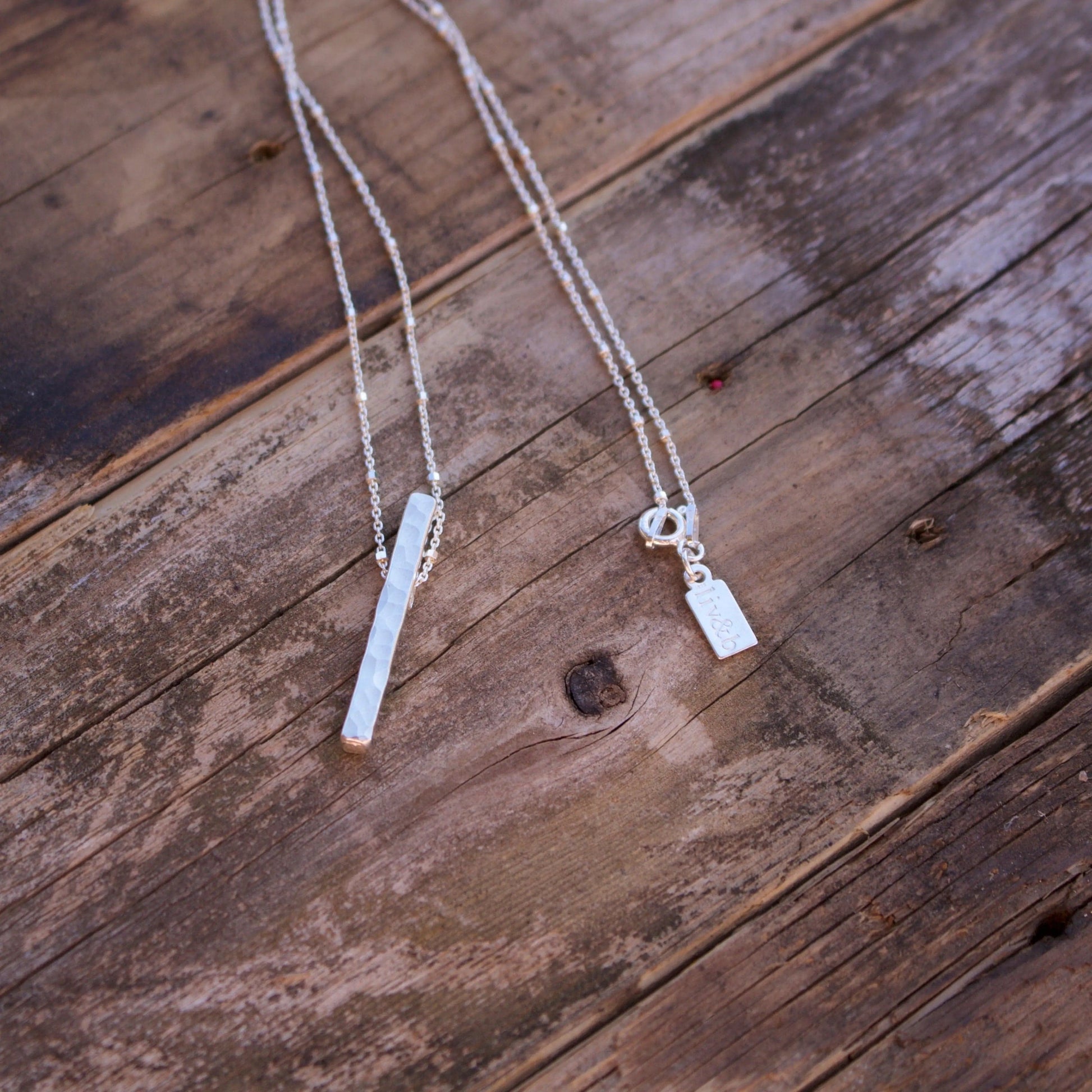 Aligned Solid Sterling Silver Bar Necklace Liv & B Designs