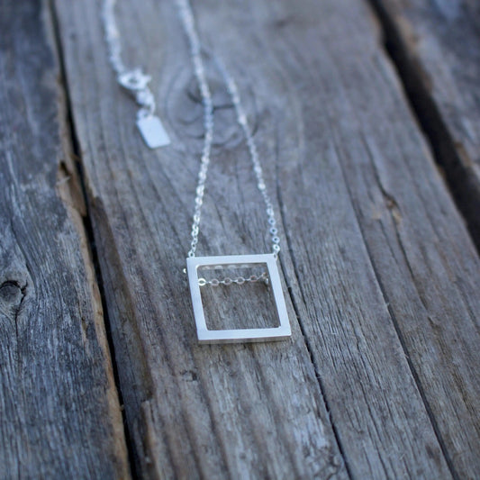 Aligned Square Sterling Silver Necklace Liv & B Designs