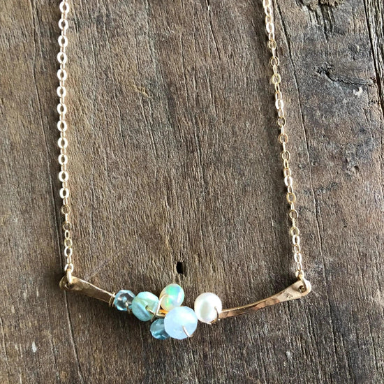 Clara 14K Gold Fill Gemstone Cluster Necklace Liv & B Designs