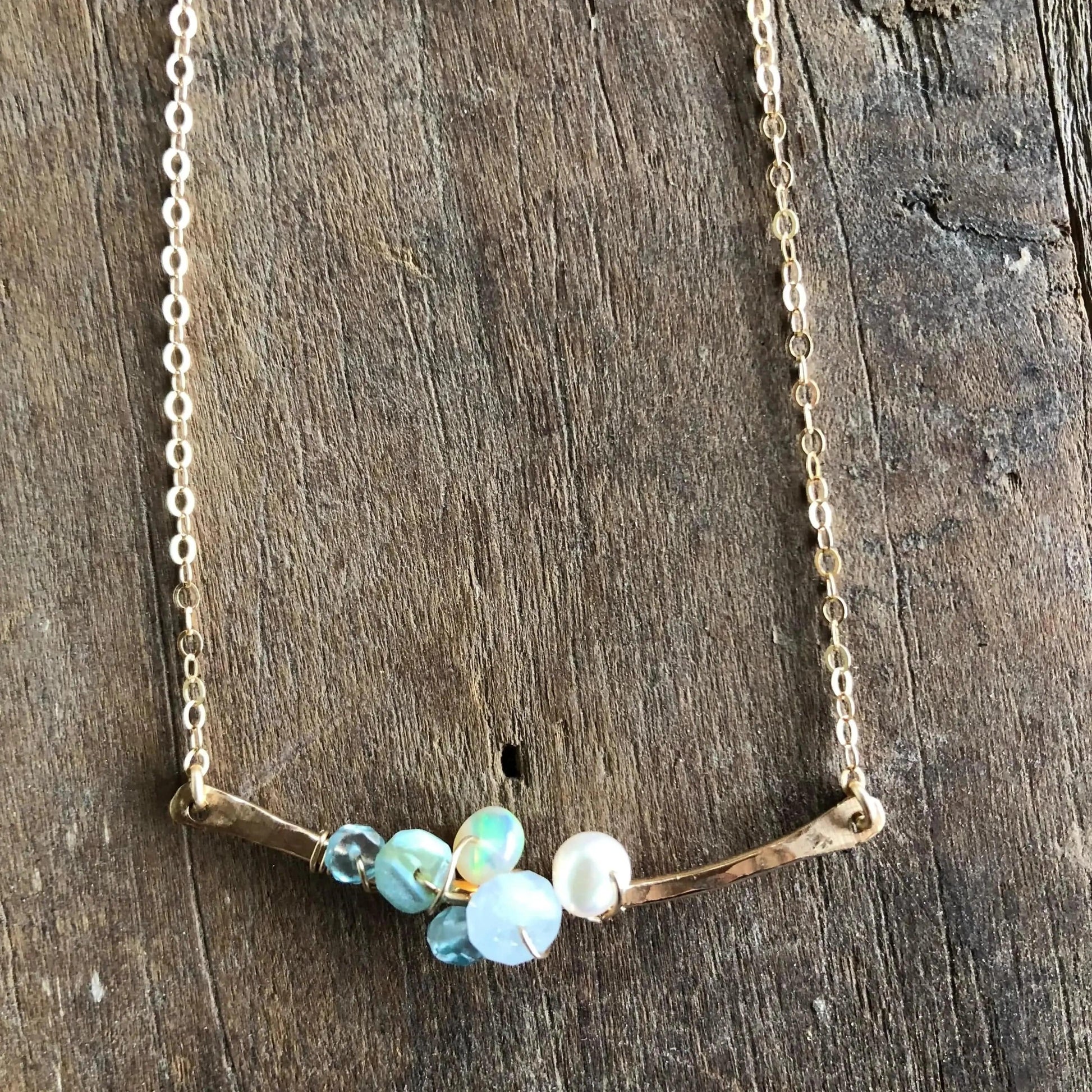 Clara 14K Gold Fill Gemstone Cluster Necklace Liv & B Designs