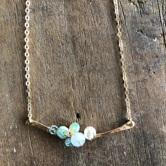 Clara 14K Gold Fill Gemstone Cluster Necklace Liv & B Designs