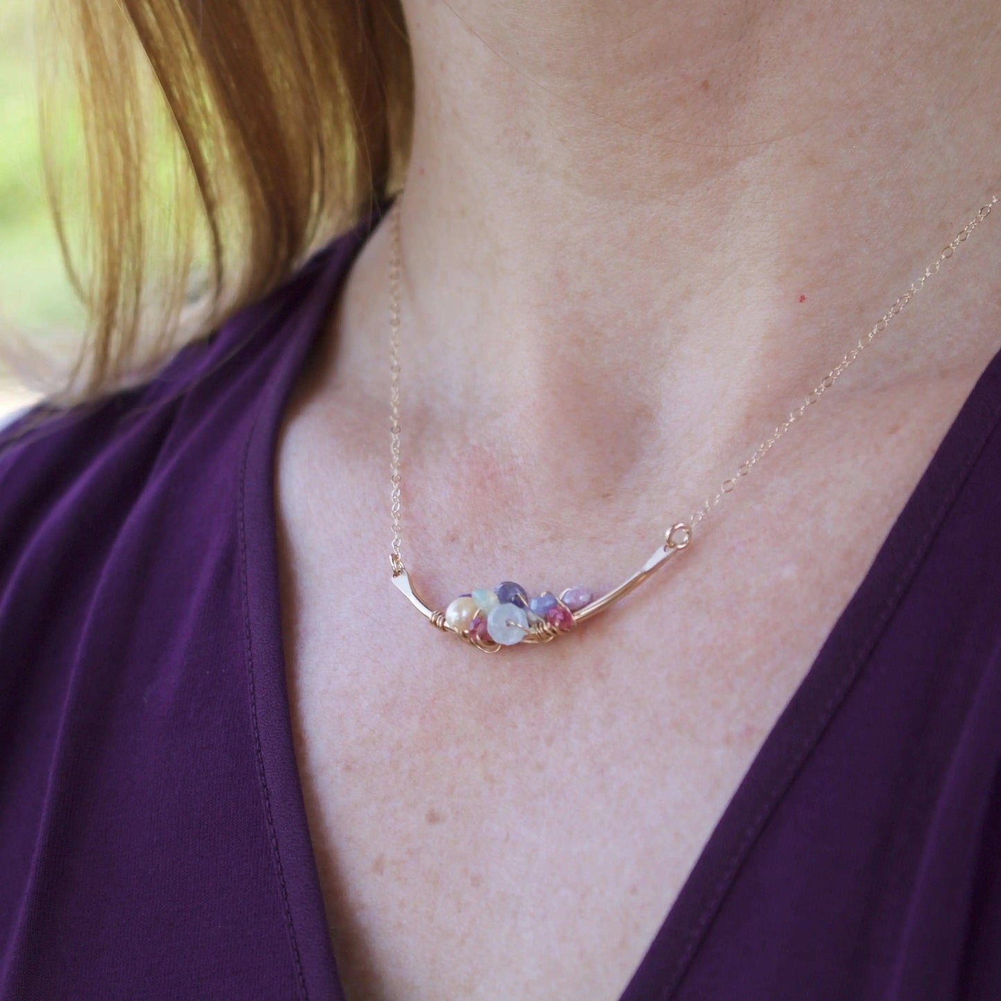 Clara 14K Gold Fill Gemstone Cluster Necklace Liv & B Designs