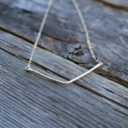 Evelyn Gold Bent Bar Necklace Liv & B Designs