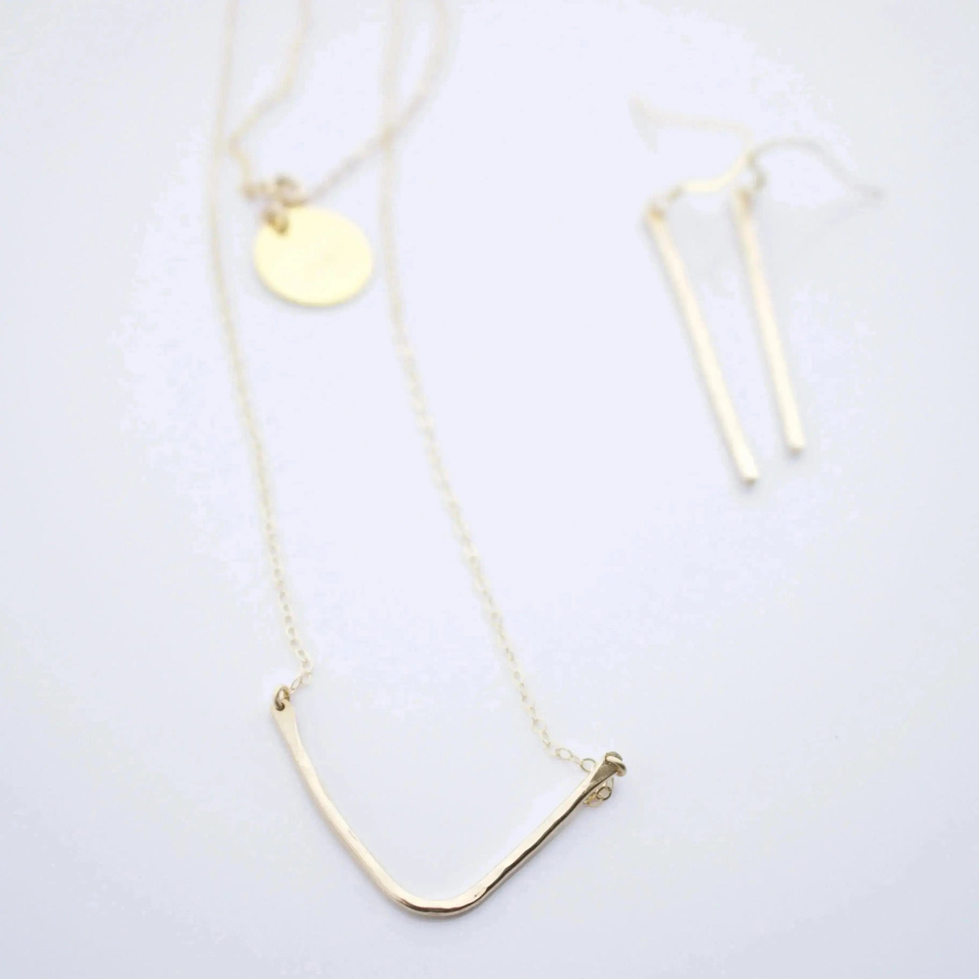 Evelyn Gold Bent Bar Necklace Liv & B Designs