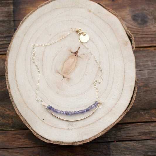 Marin Gemstone Bar Gold Fill Necklace Liv & B Designs