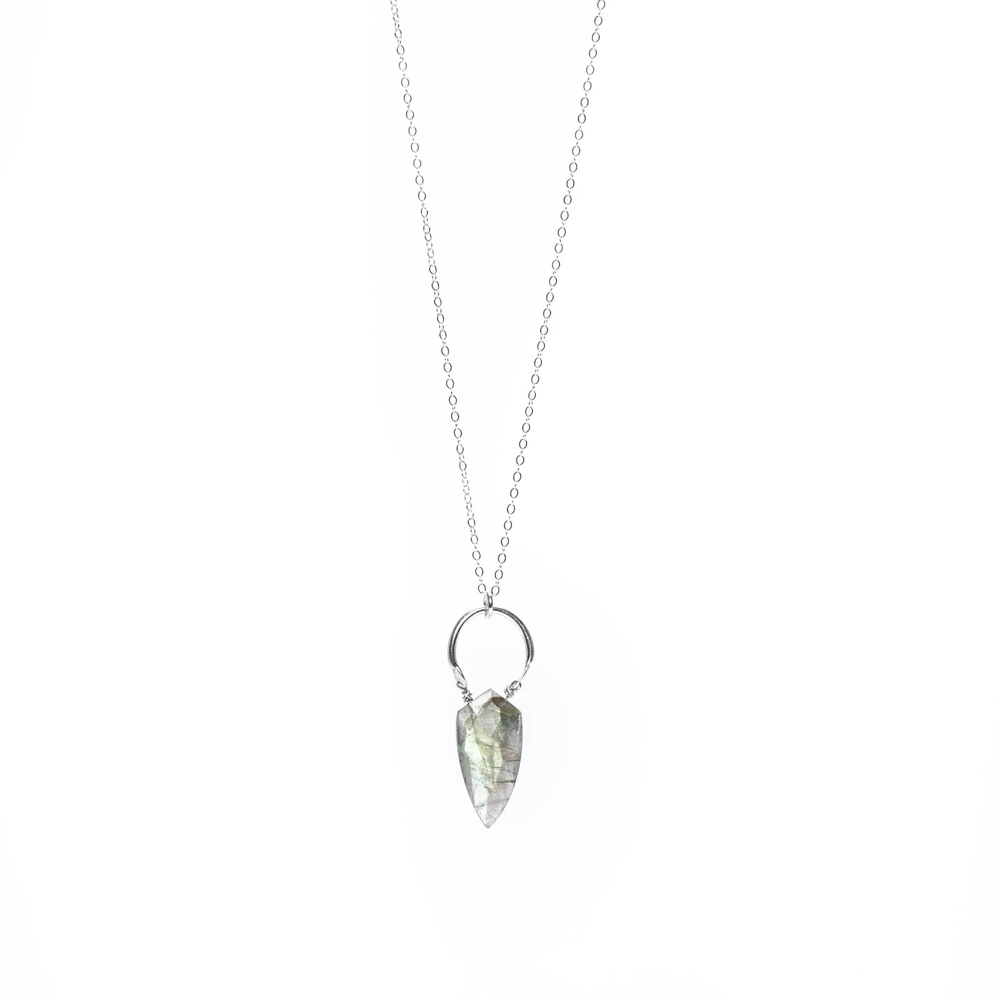 Large Labradorite Silver Necklace Liv & B Designs