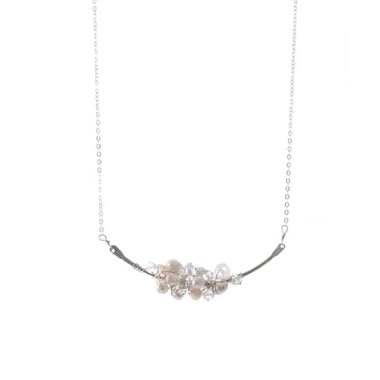 Opal, Pearl and Swarovski Crystal Bar Cluster Necklace Liv & B Designs