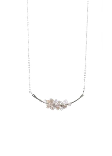 Opal, Pearl and Swarovski Crystal Bar Cluster Necklace Liv & B Designs