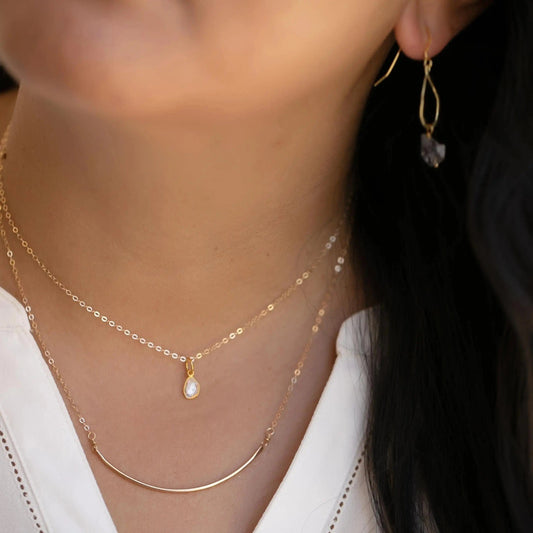 Rounded 14K Gold Fill Bar Necklace Liv & B Designs