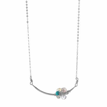 Serenity Gemstone Bar Cluster Necklace Liv & B Designs