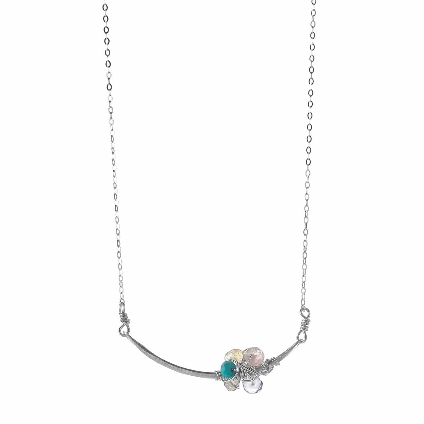 Serenity Gemstone Bar Cluster Necklace Liv & B Designs
