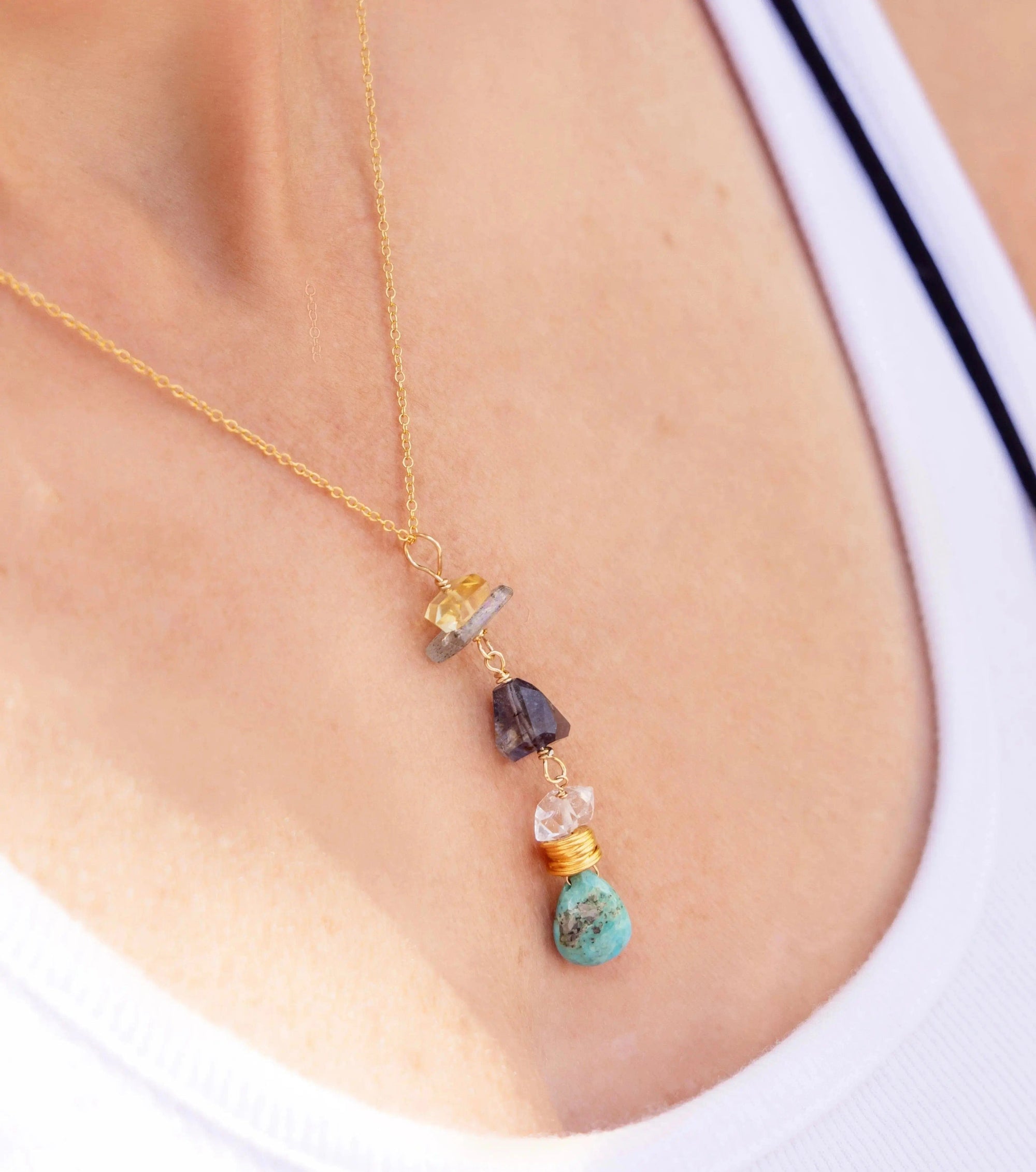 Stacked Gemstone Necklace Liv & B Designs