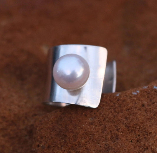 Charming Sterling Silver and Pearl Ring Liv & B Designs