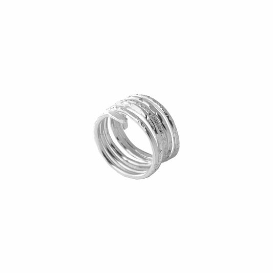 Silver Adjustable Spiral Textured Ring Liv & B Designs