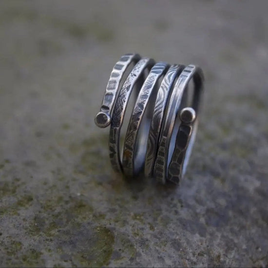 Silver Adjustable Spiral Textured Ring Liv & B Designs