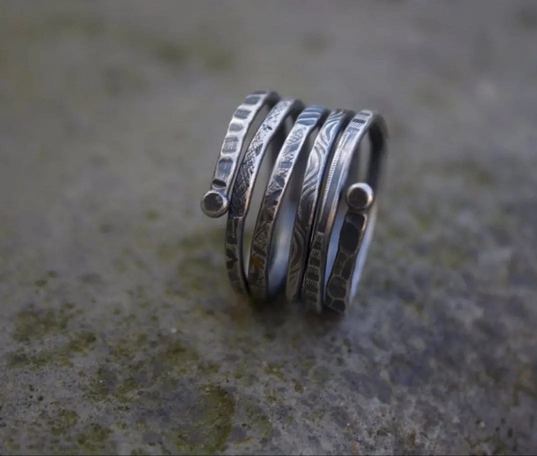 Silver Adjustable Spiral Textured Ring Liv & B Designs