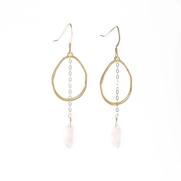 Rose Quartz gold hoops Liv & B Designs