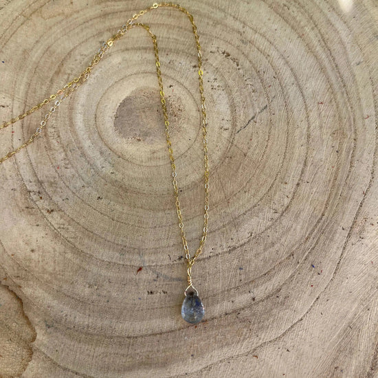 Single Copper Aquamarine Gemstone Necklace Liv & B Designs