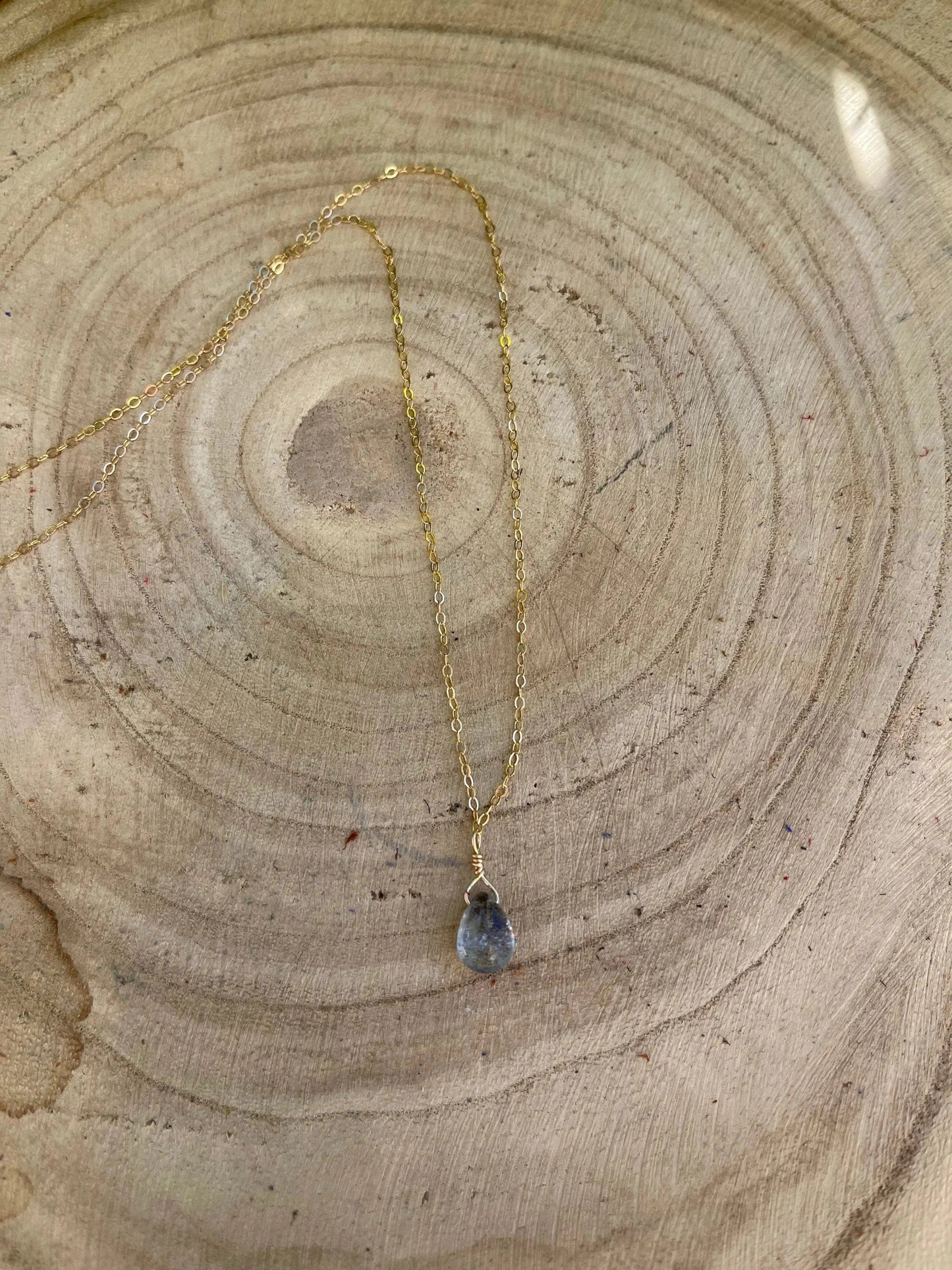 Single Copper Aquamarine Gemstone Necklace Liv & B Designs