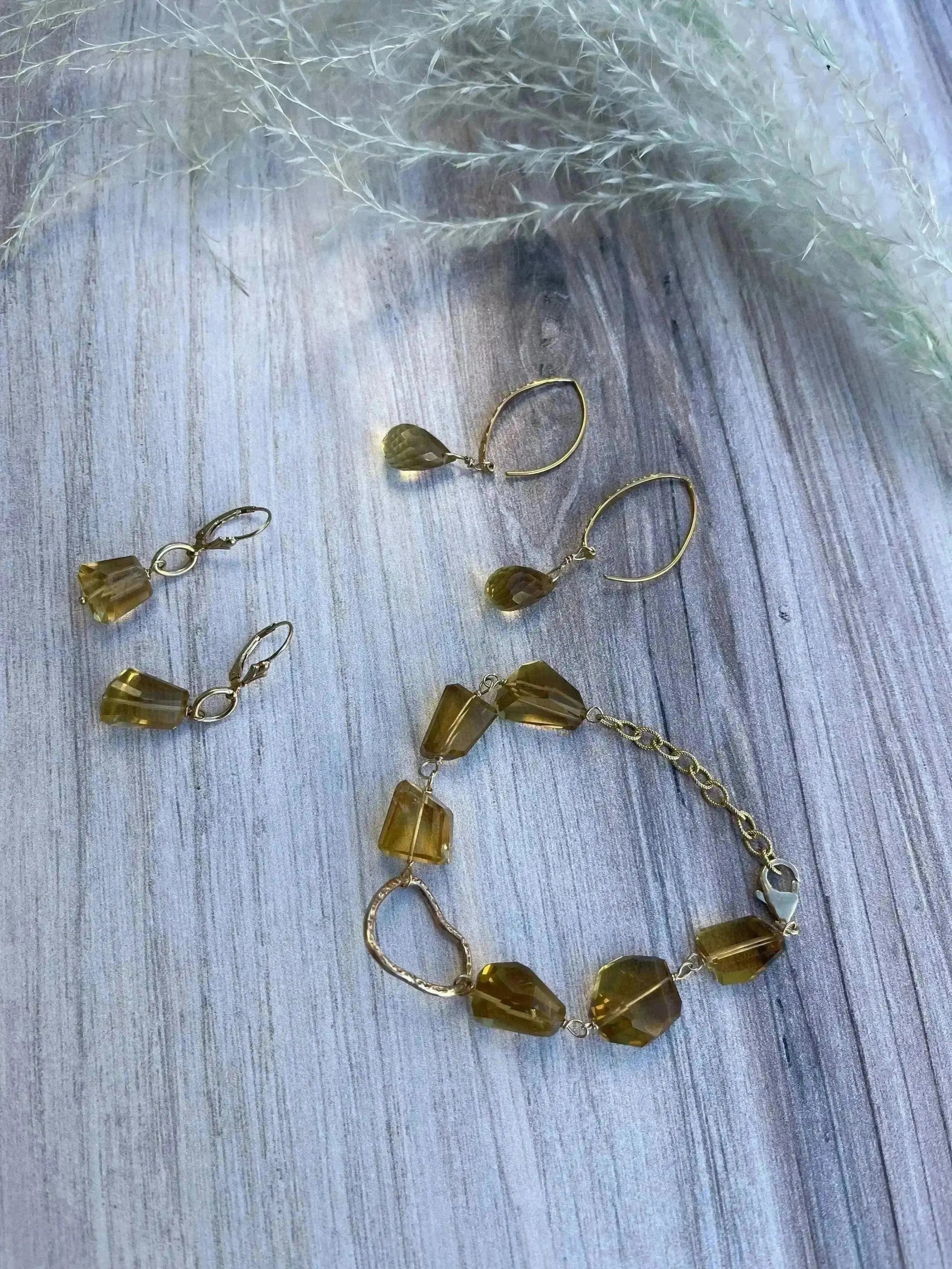 Whiskey Quartz 14K Gold Fill drops Liv & B Designs