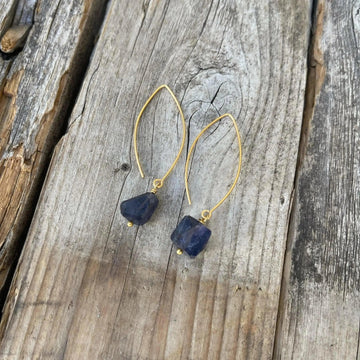 Iolite Chunk Earrings Liv & B