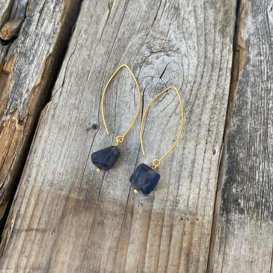 Iolite Chunk Earrings Liv & B