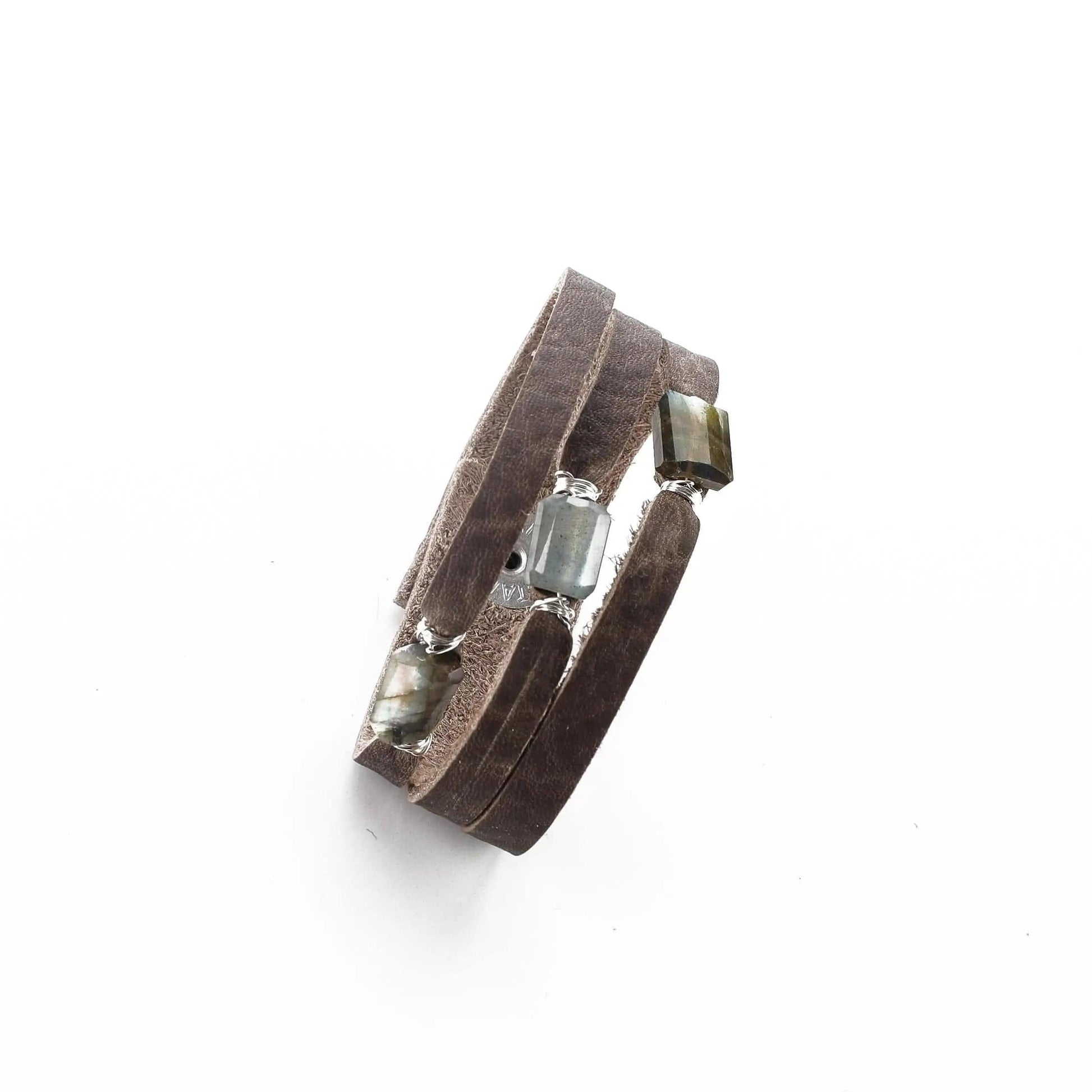Mini Cinco Leather Wrap Bracelet Grey Liv & B