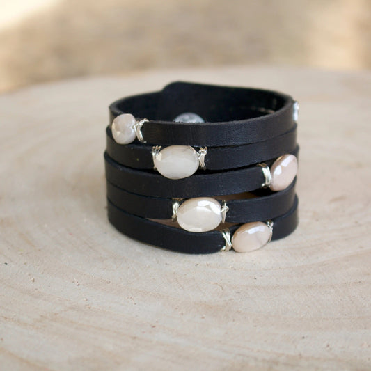 Cinco Leather Wrap Bracelet Black Liv & B