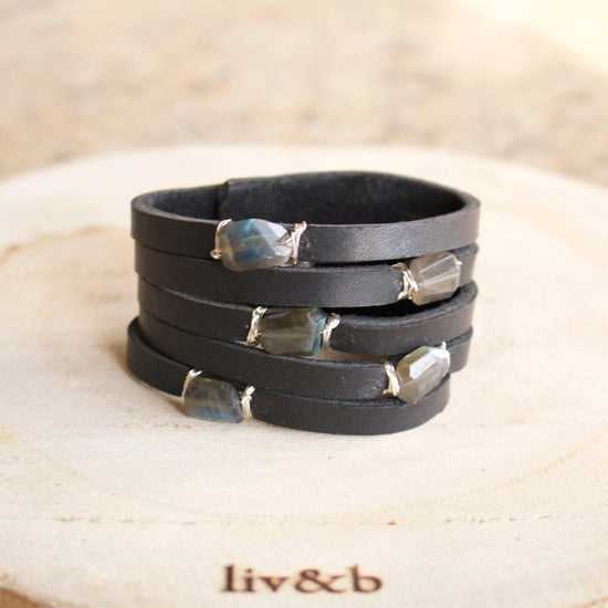 Cinco Leather Wrap Bracelet Black Liv & B