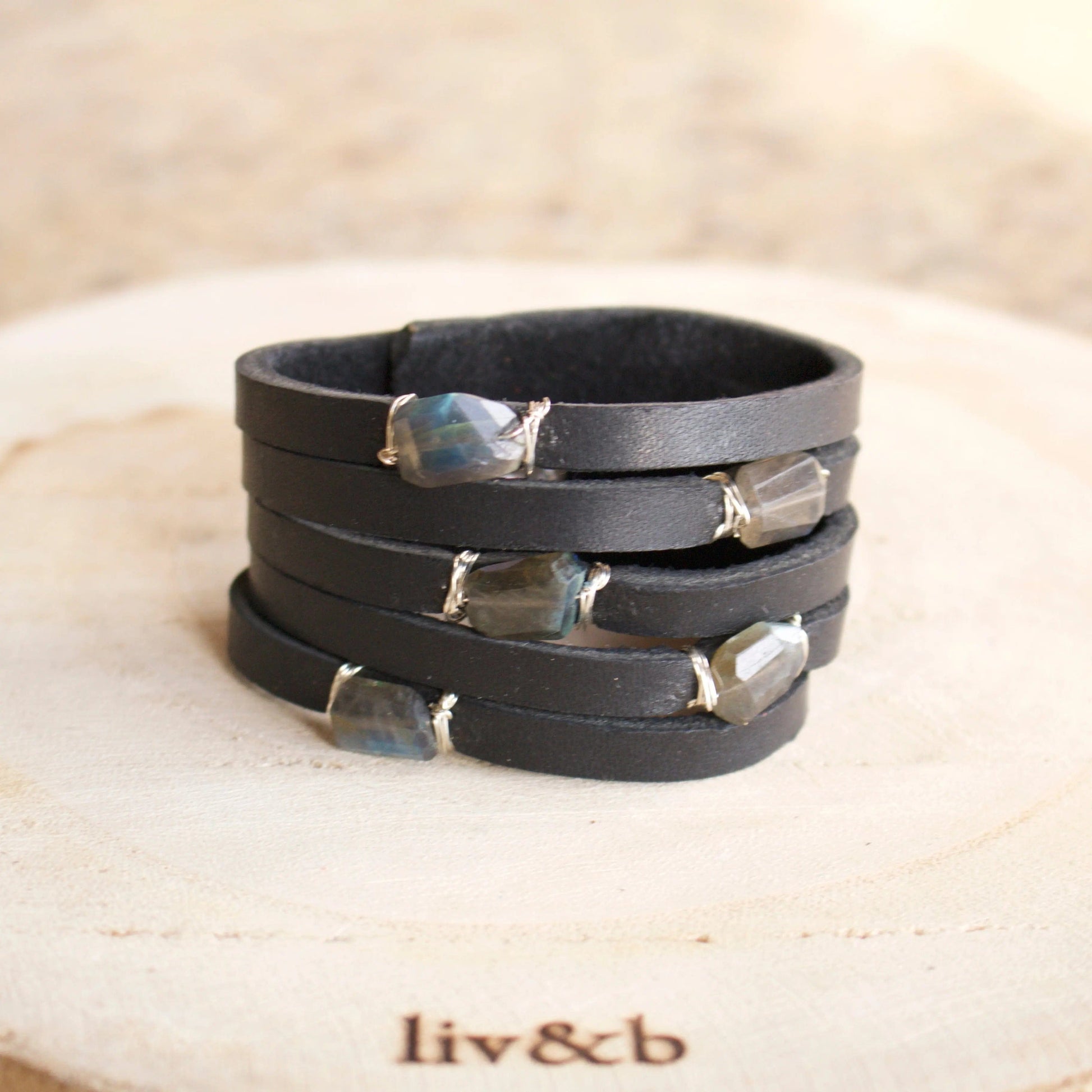 Cinco Leather Wrap Bracelet Black Liv & B