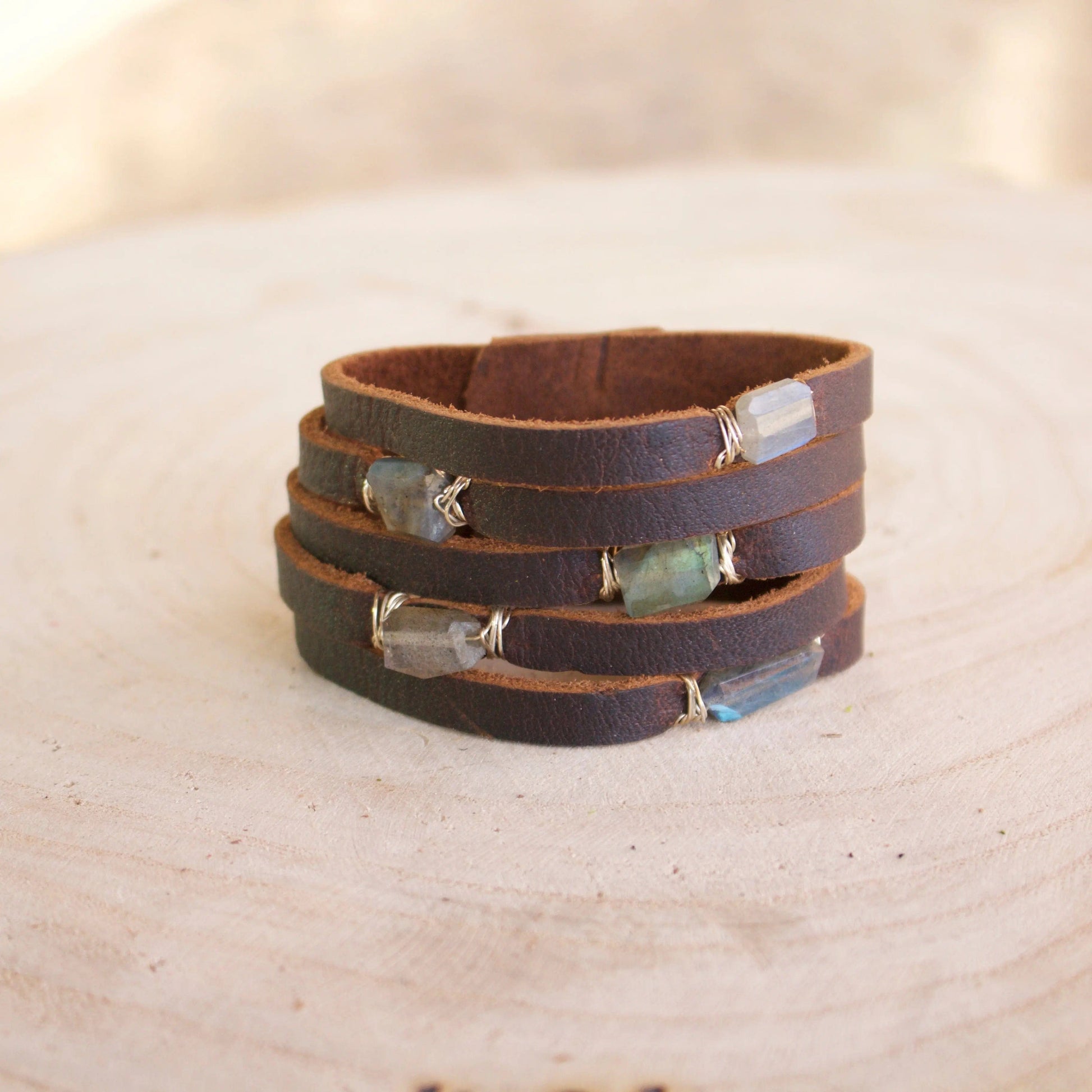Cinco Leather Wrap Bracelet Brown Liv & B