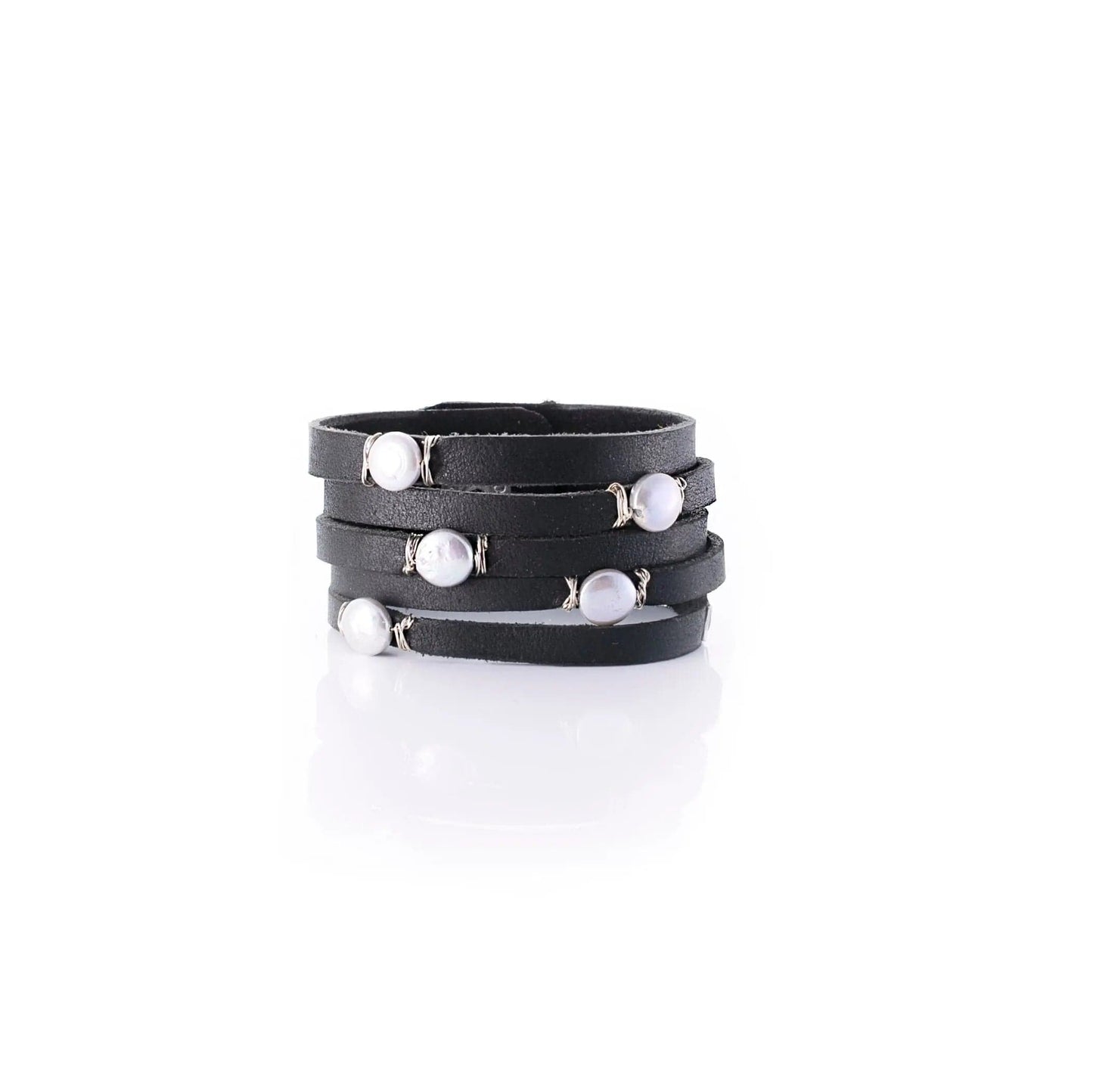 Cinco Leather Wrap Bracelet Black Liv & B