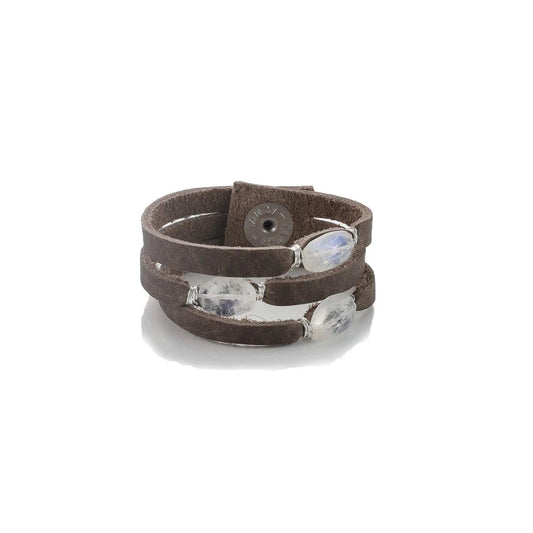 Mini Cinco Leather Wrap Bracelet Grey Liv & B