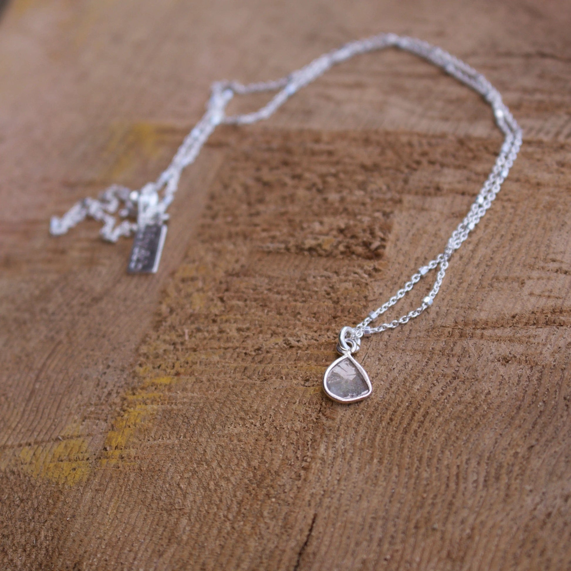Diamond Slice Sterling Silver Necklace Liv & B
