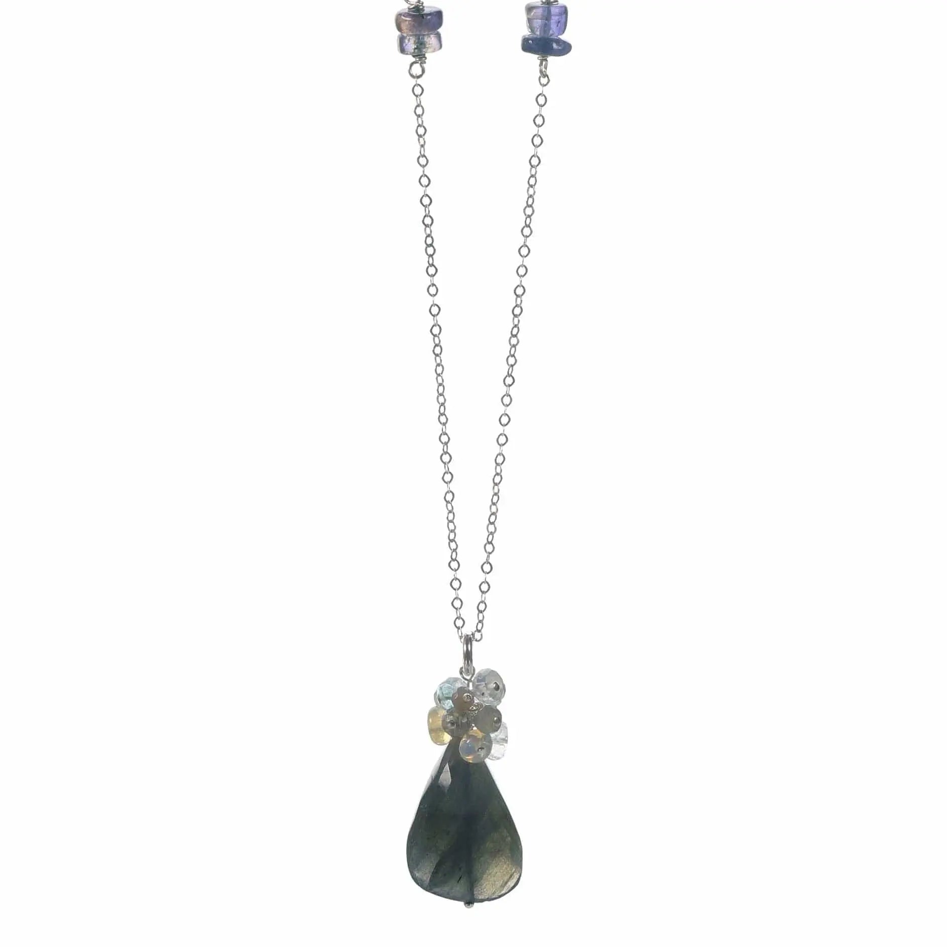 Liv & B Sterling Silver Labradorite Cluster Necklace