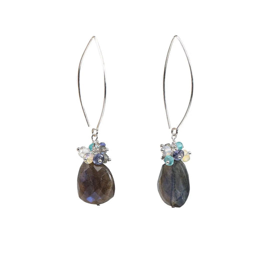 Liv & B Sterling Silver Labradorite Cluster Necklace