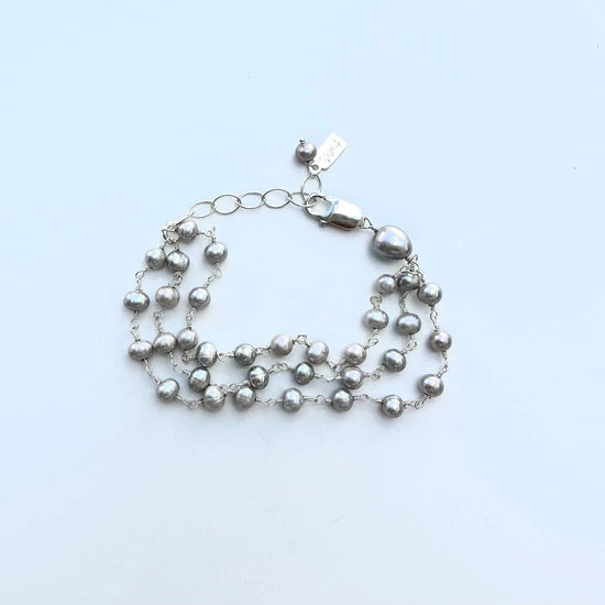 Triple Row Grey Pearl Bracelet Liv & B