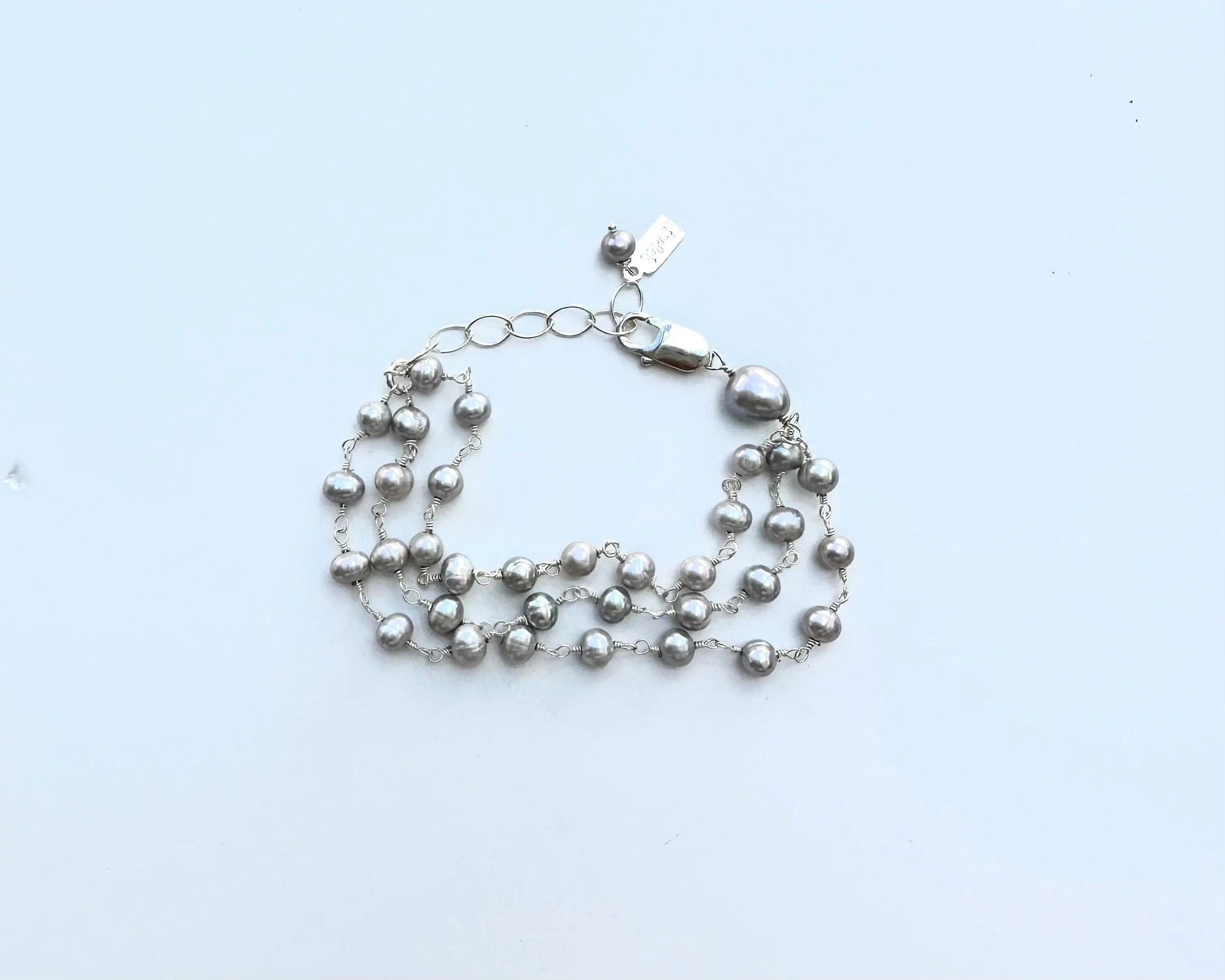Triple Row Grey Pearl Bracelet Liv & B